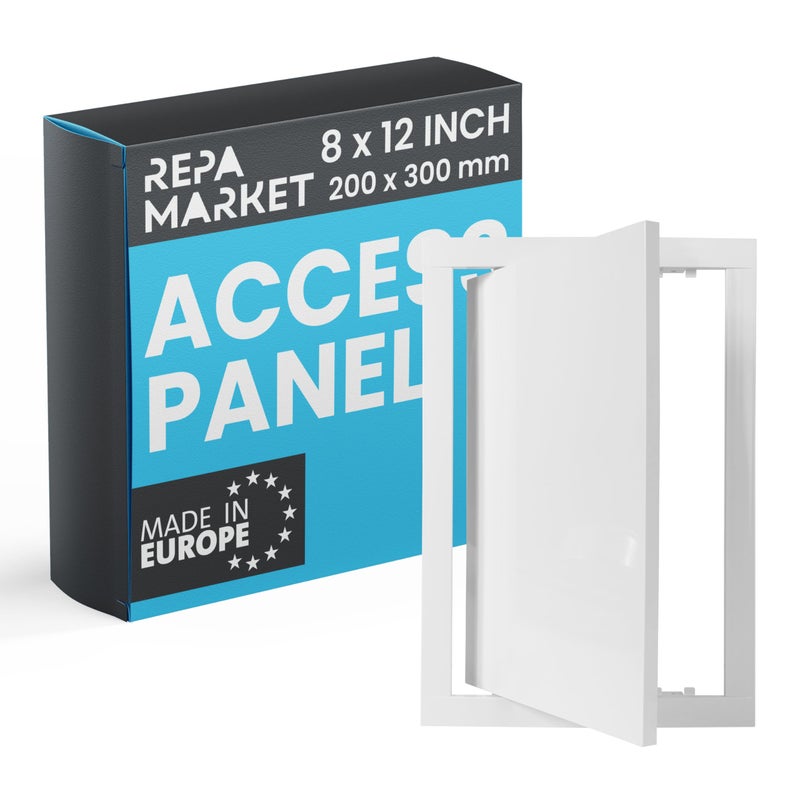 Repa Market 8 x 12 Inch Wall Access Panel for Drywall â€“ White ABS Plastic Wall Hole Cover Plate/Plumbing Access Panel for Drywall & Ceiling/Cover Plates with Latch â€“ Durable Service Hatch - Image 1